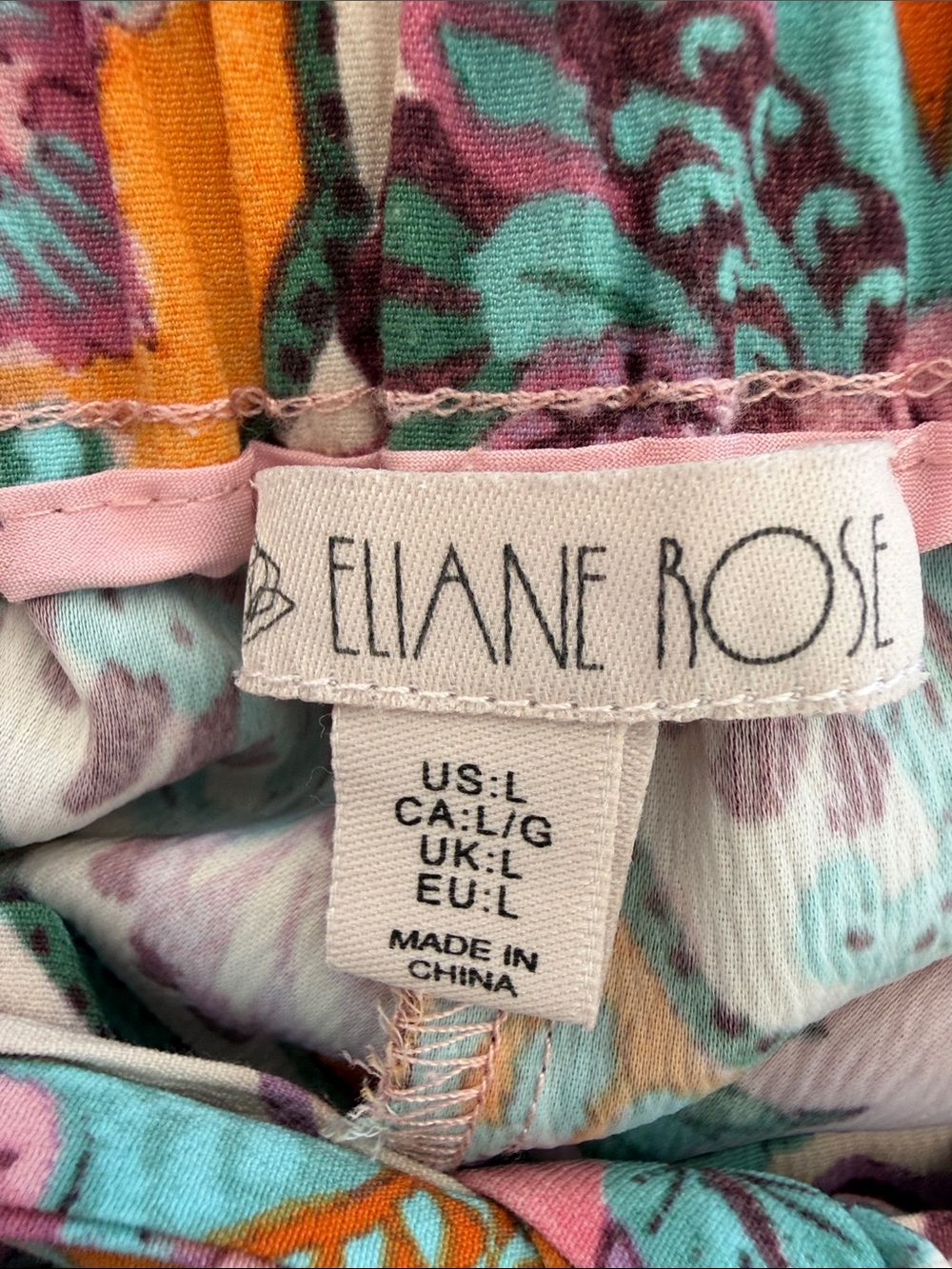 Eliane Rose boho Wide-Leg Pants — Pink, Orange, Teal size L - Picture 2 of 9